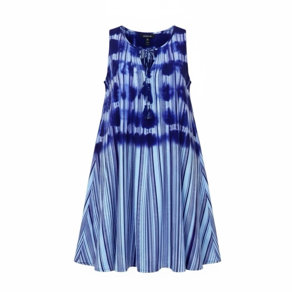 -Roamans Striped Tie Dye Sleeveless Tunic Top Womens Plus 14W Purple Summer